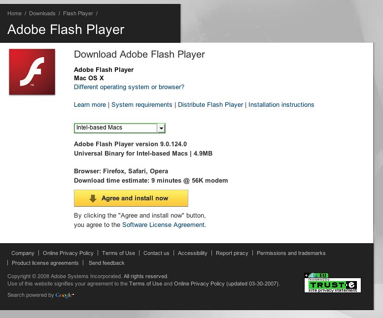 upgrade flash player mac os x